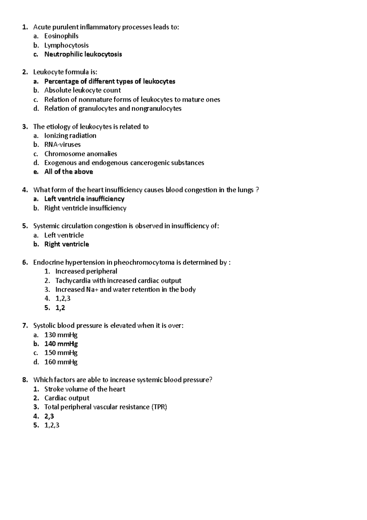 Pathophysiology mcq - 1. Acute purulent inflammatory processes leads to ...