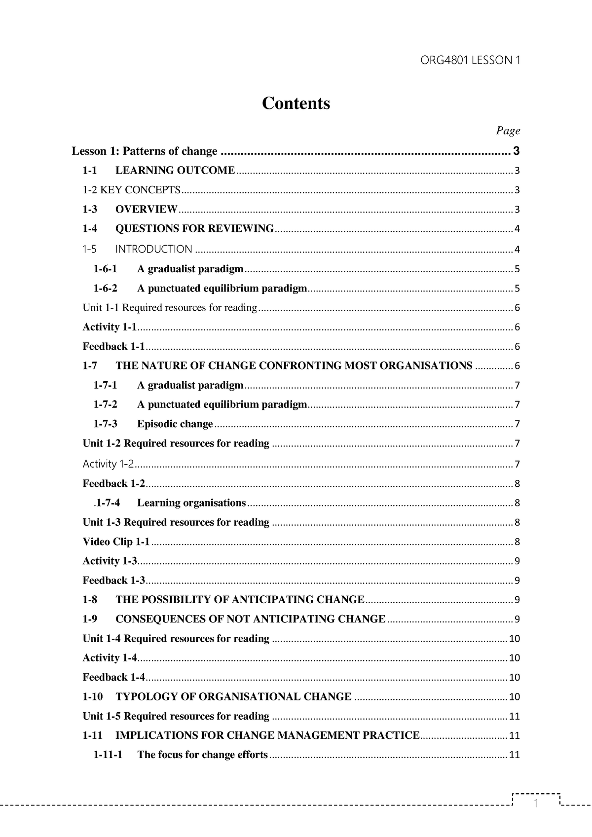 Lesson 1 - Patterns of Change - Contents Lesson 1: Patterns of change ...