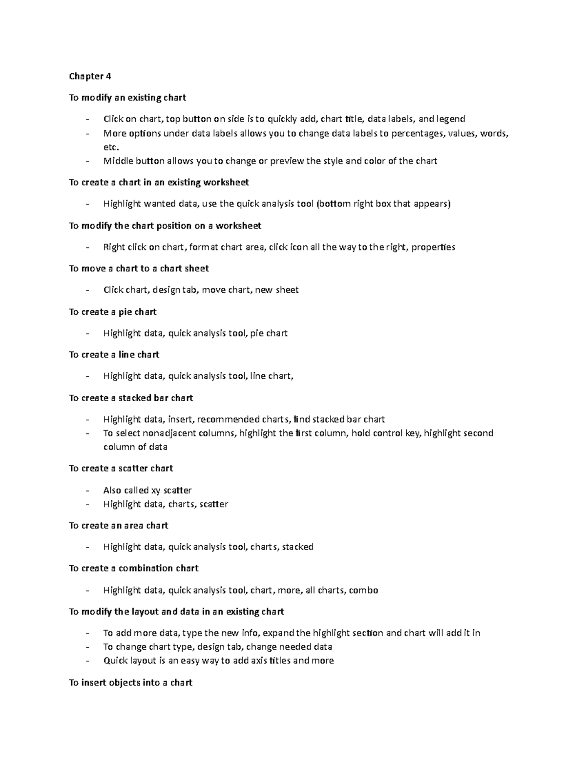 Chapter 4 - Chapter 4 To modify an existing chart - Click on chart, top ...
