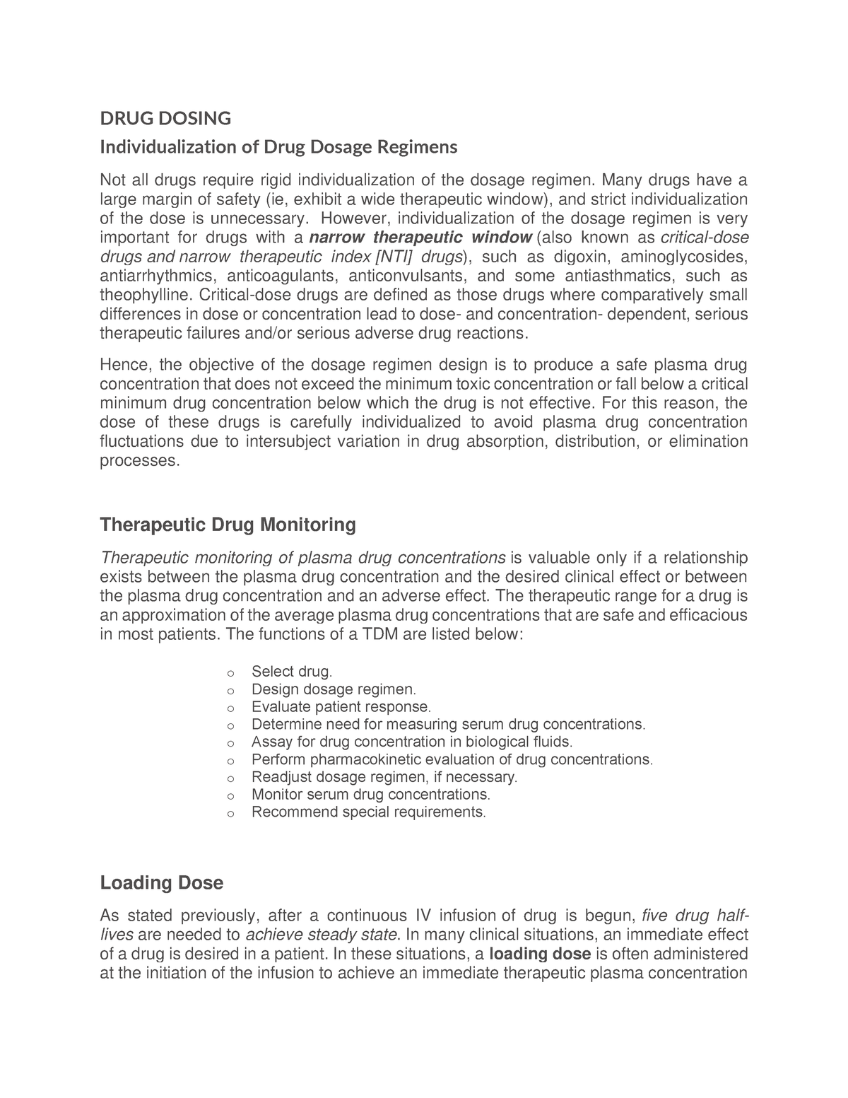 DRUG Dosing - N/A - Pharma - Studocu