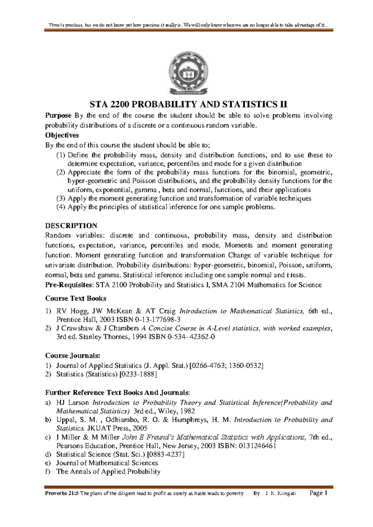 Statistics AND PROB 2 - It is a guidelines for students - STA 2200 ...
