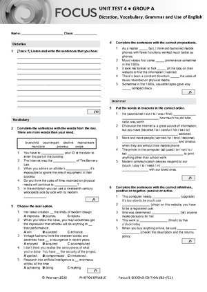 Focus 5 2E End of Year Test Writing Answers - angielski - WWSZIP - Studocu