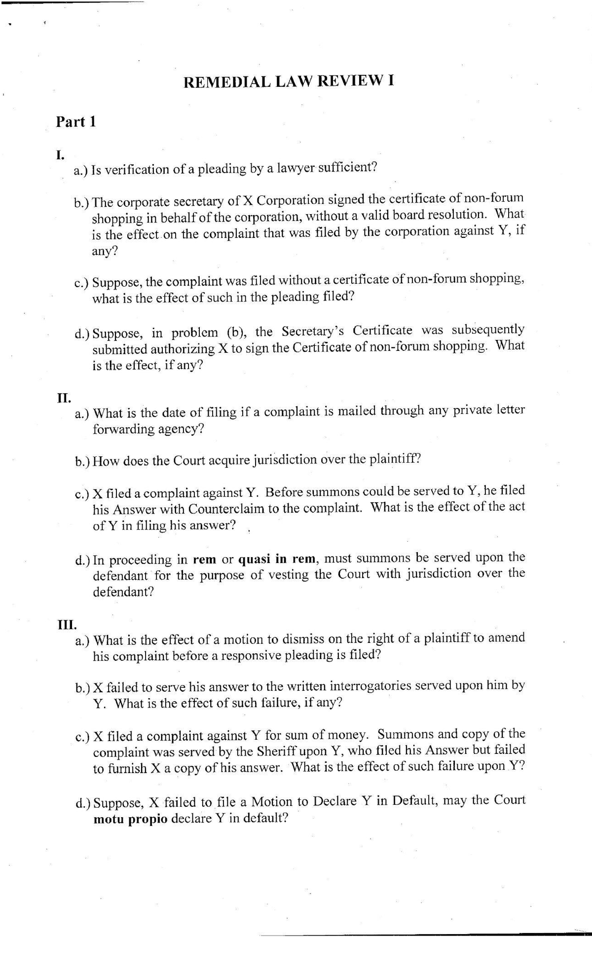 Remedial Law Review Final Exam juris doctor Studocu