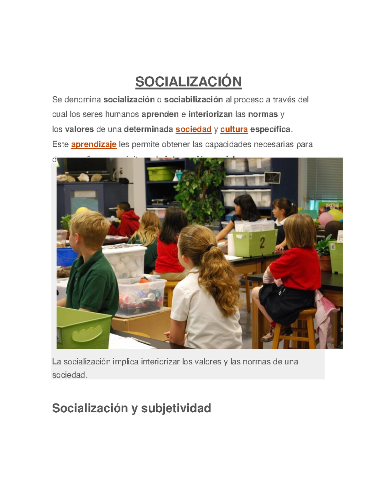 LA Socialización- Concepto - SOCIALIZACIÓN Se Denomina Socialización O ...