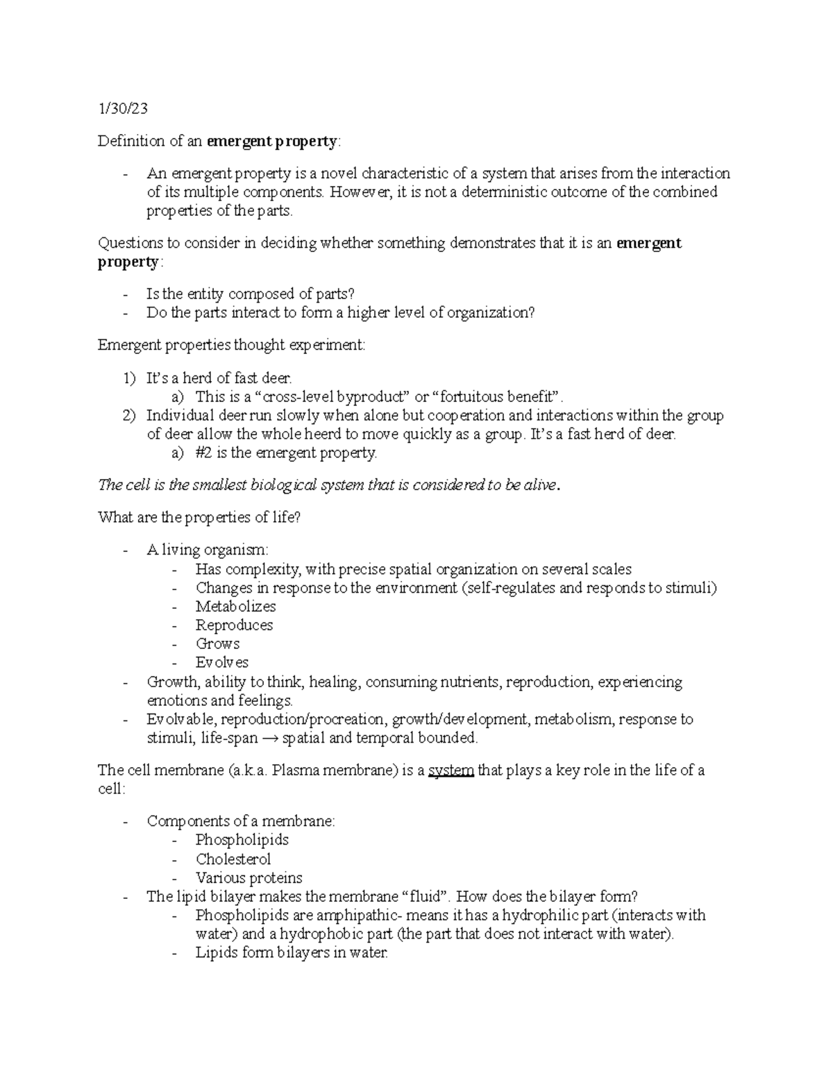 Unit 1 biology notes pt - Cumulative overview of unit 1 with group ...