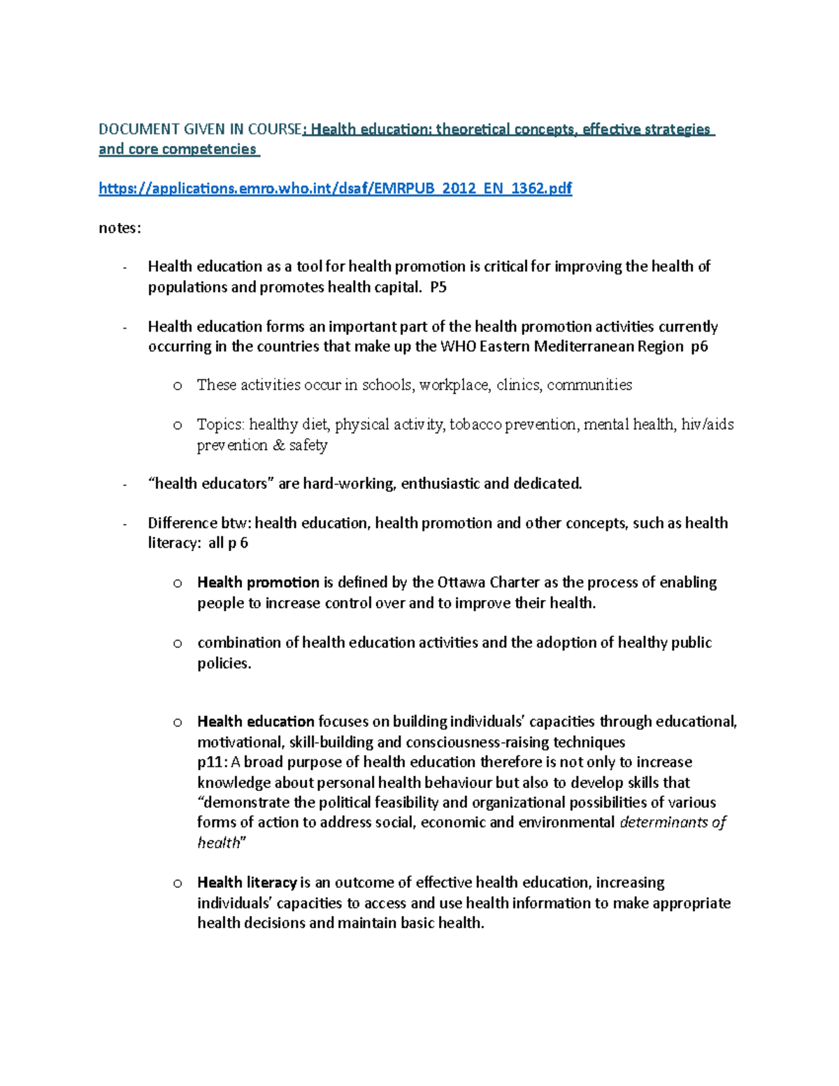 hlst-notes-from-readings-document-given-in-course-health-education