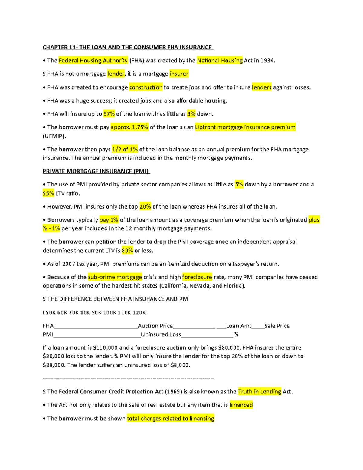 Real Estate Chapter 11 - Green Highlight Noted That Will Be On Exam ...