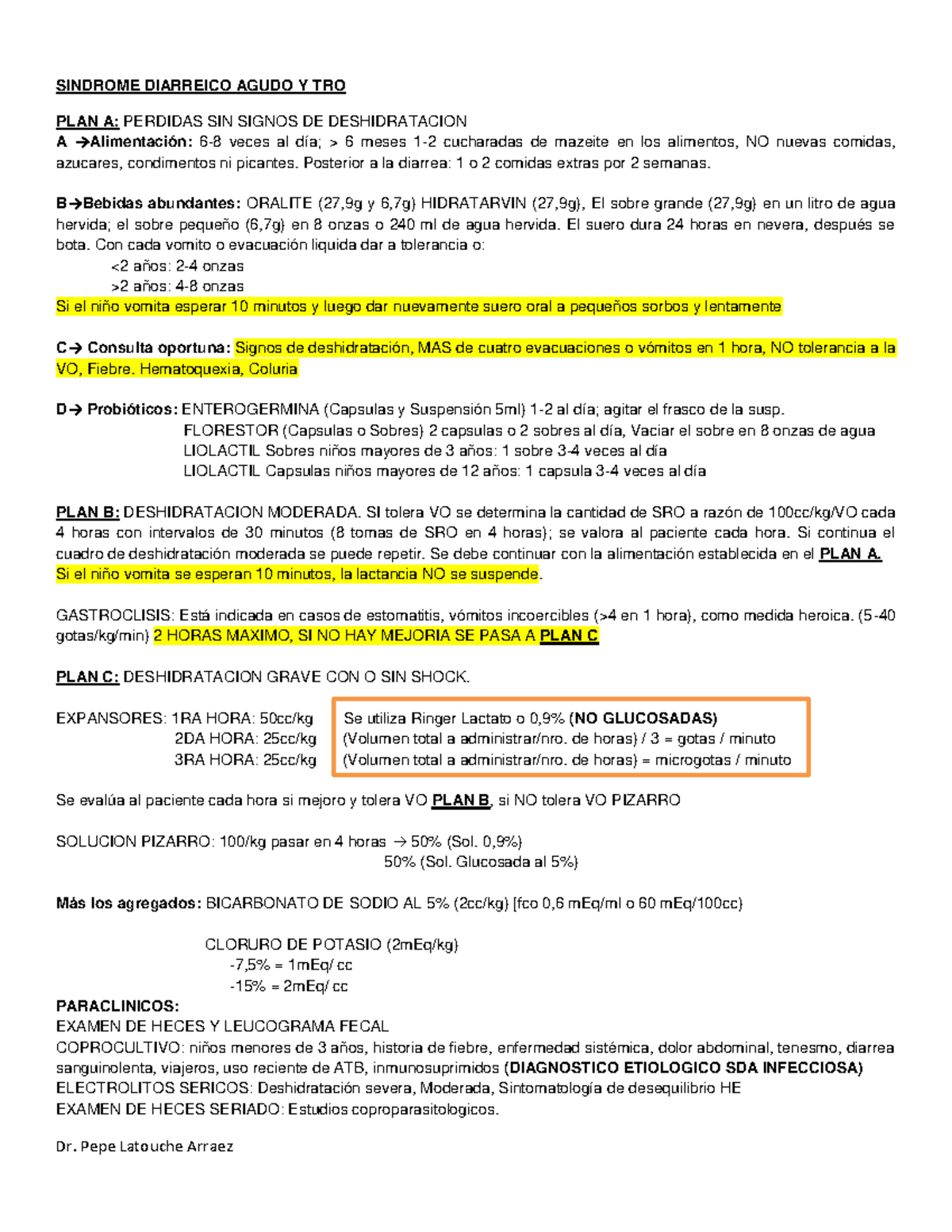 Manejo y tto de algunas patologías - SINDROME DIARREICO AGUDO Y TRO ...