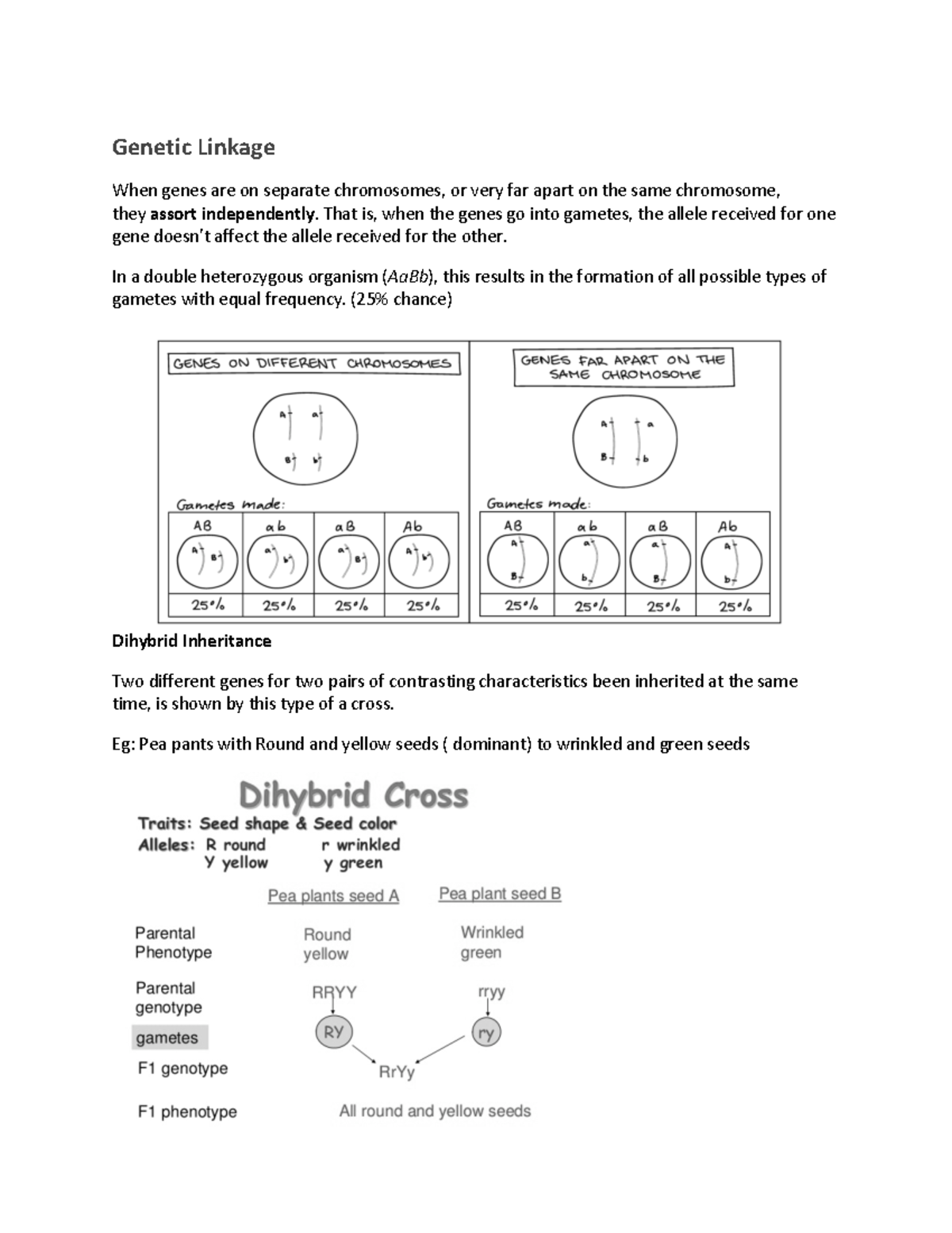 note-9-genetic-linkage-note-1-genetic-linkage-when-genes-are-on
