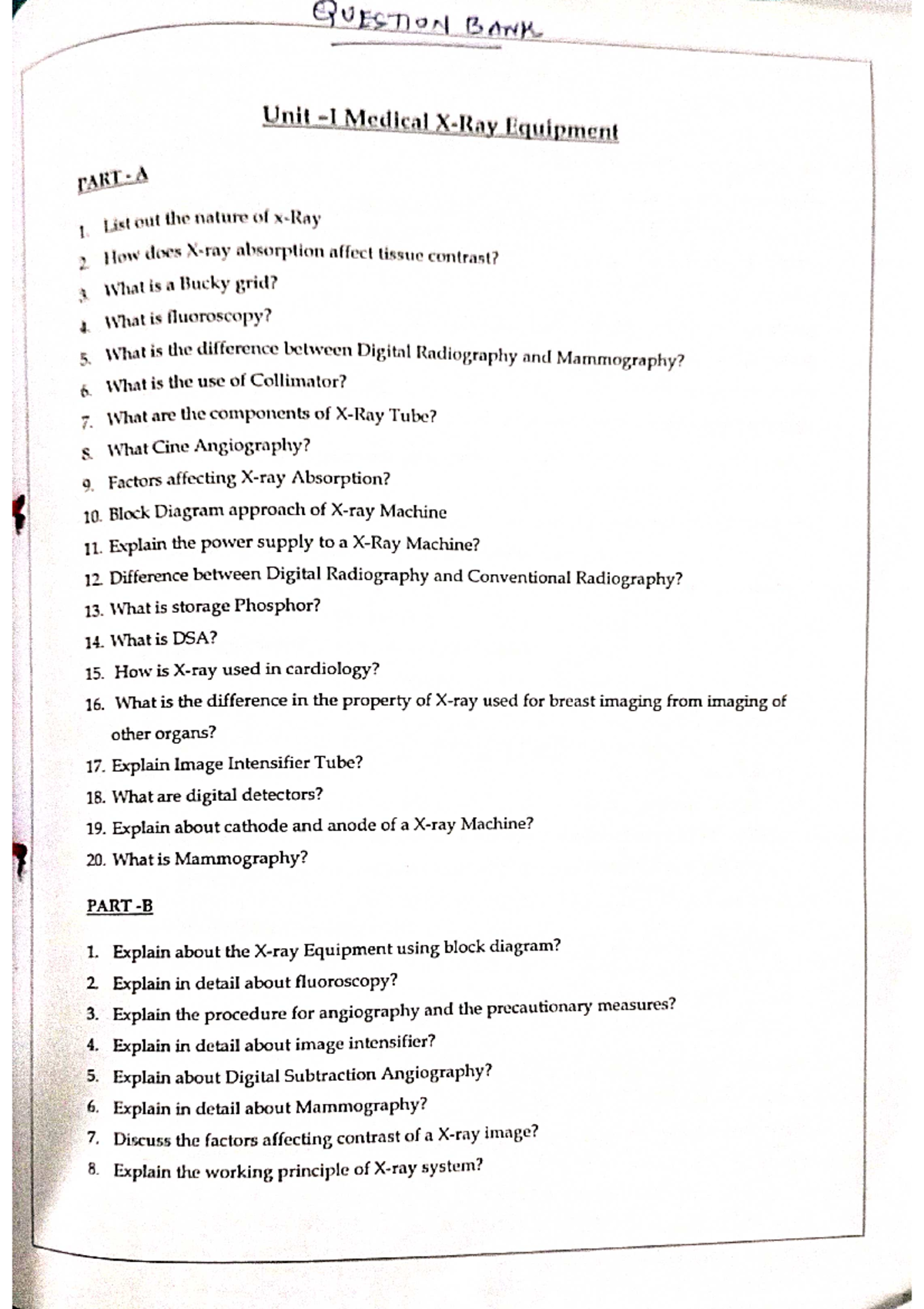 RE Question Bank - Notes - Biomedical engineering - Studocu
