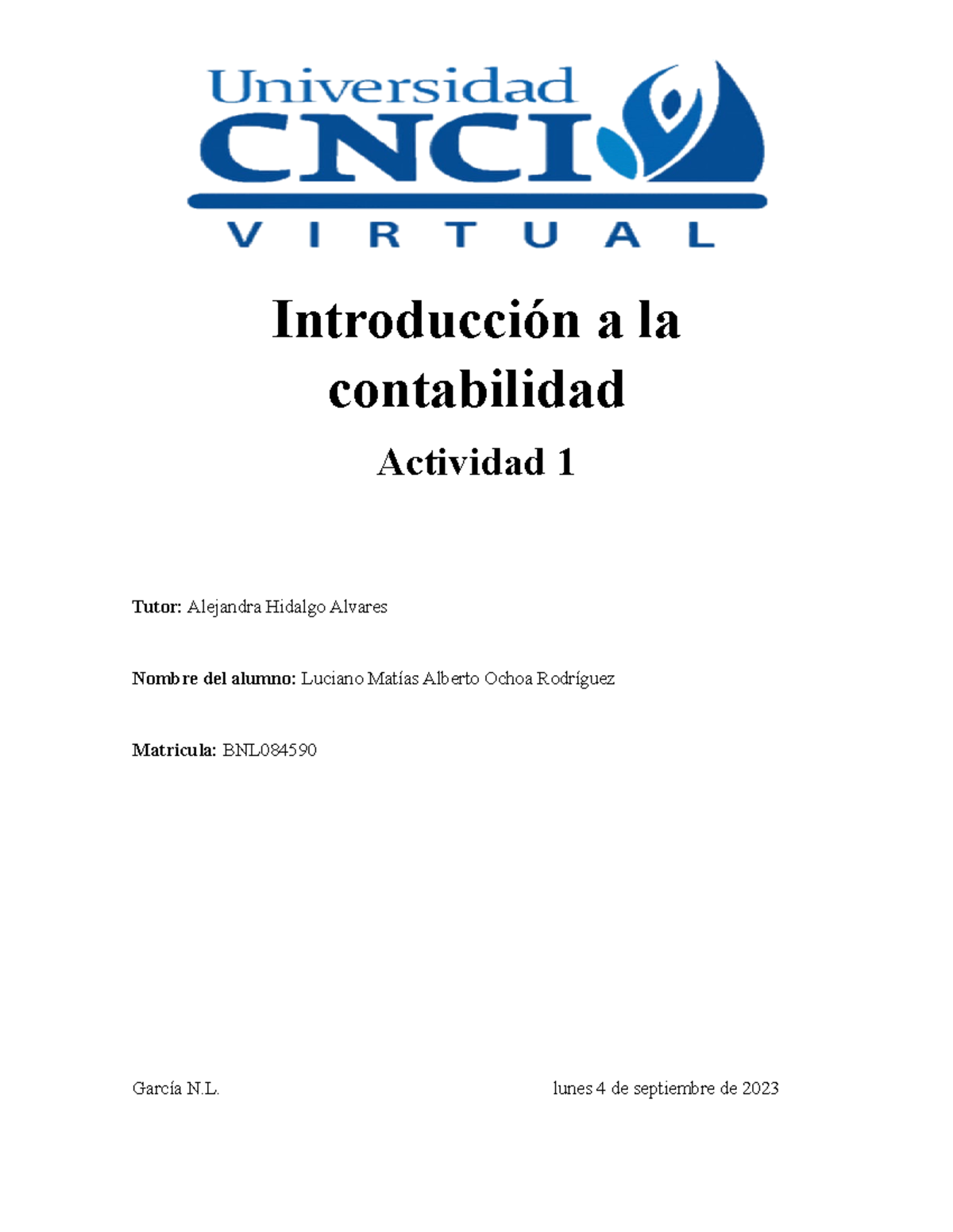 Introducción A La Contabilidad Act 1 Introducción A La Contabilidad Actividad 1 Tutor 9374