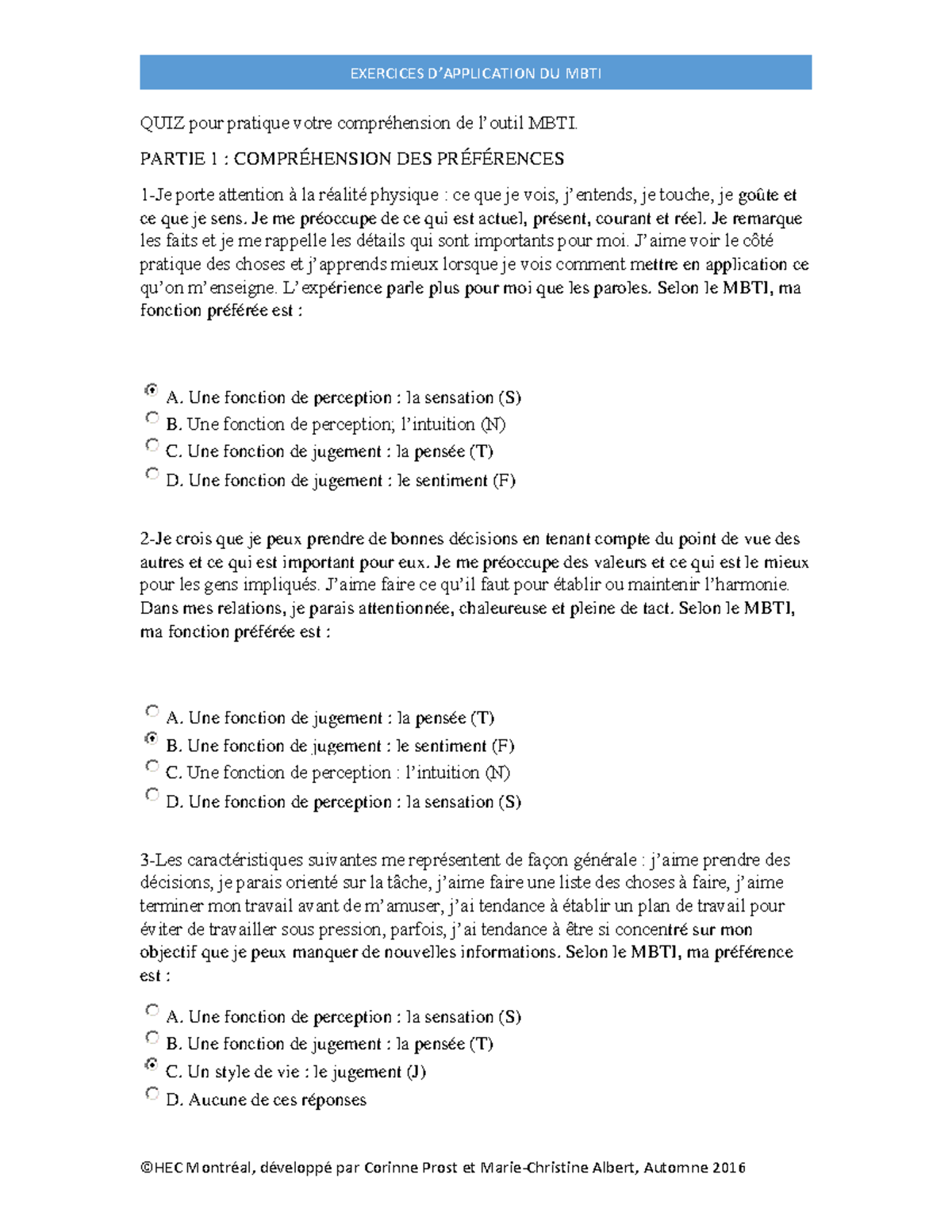 Quiz Mbti Quiz Studocu