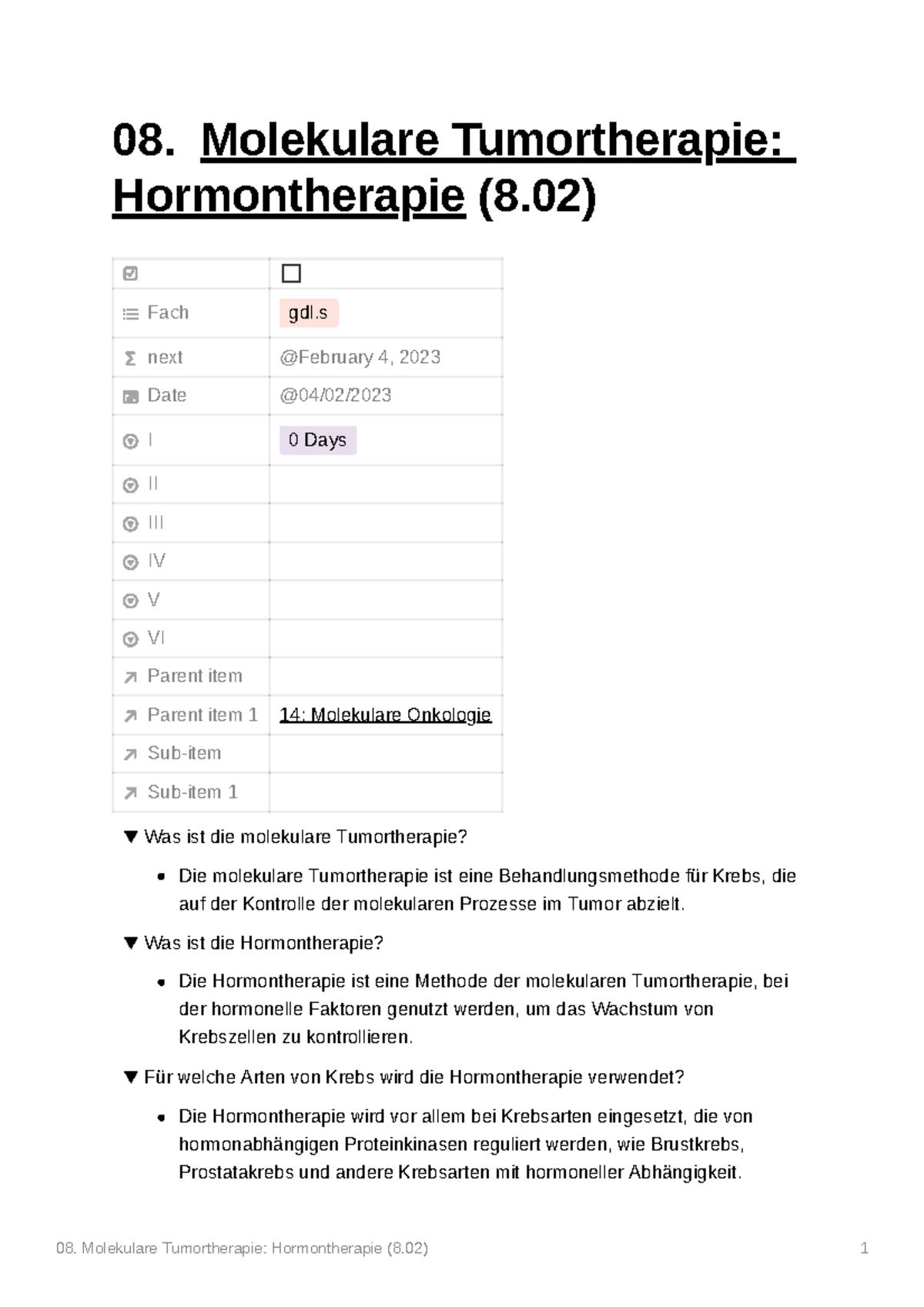 08 Zusammenfassung Molekulare Tumortherapie Hormontherapie (8) 1