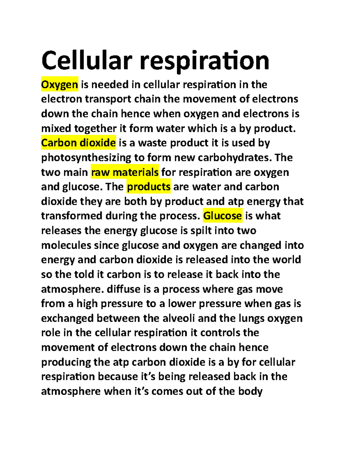 Cellular respiration - Carbon dioxide is a waste product it is used by ...