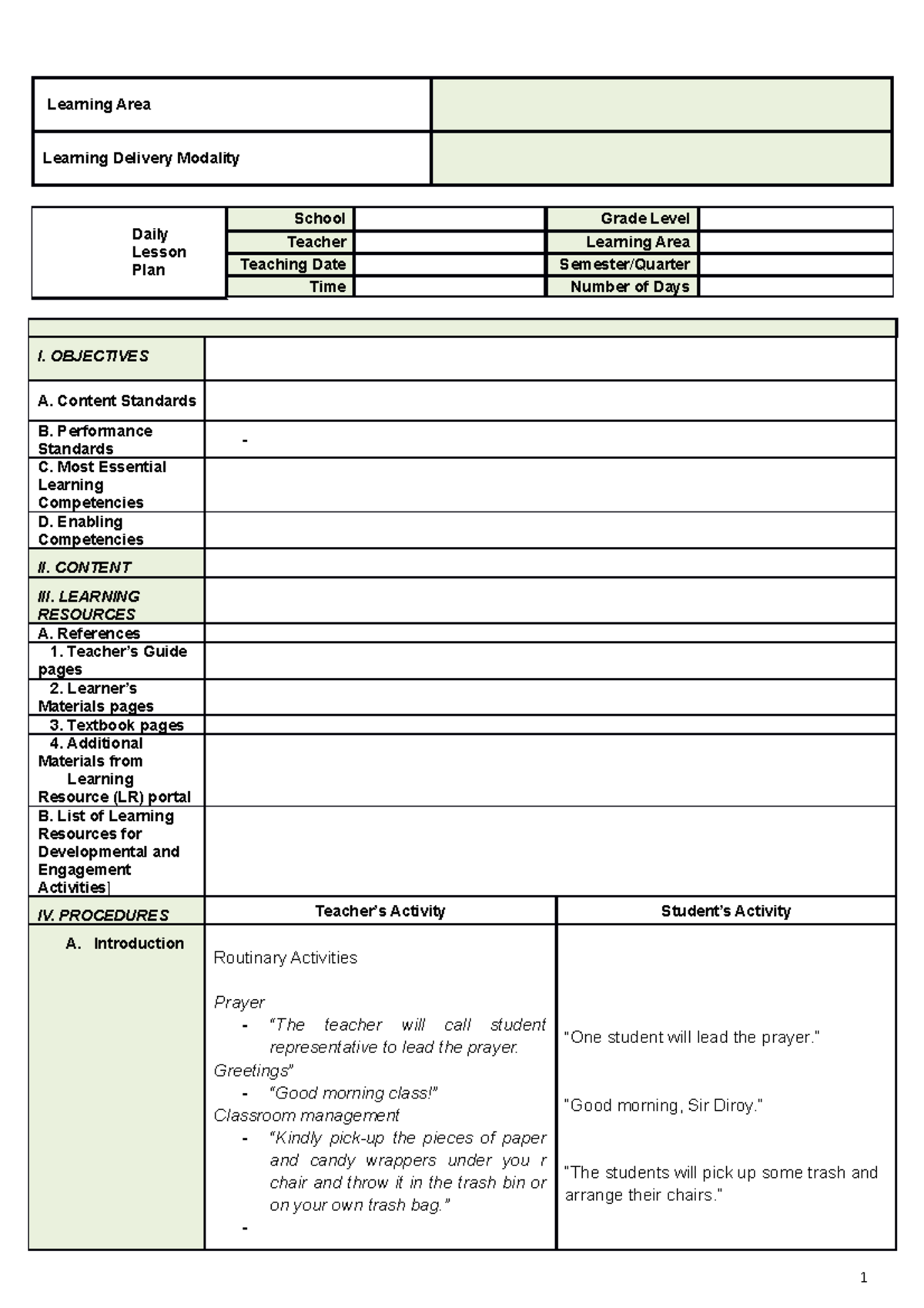 DLP-Template-IDEA - note - Learning Area Learning Delivery Modality ...