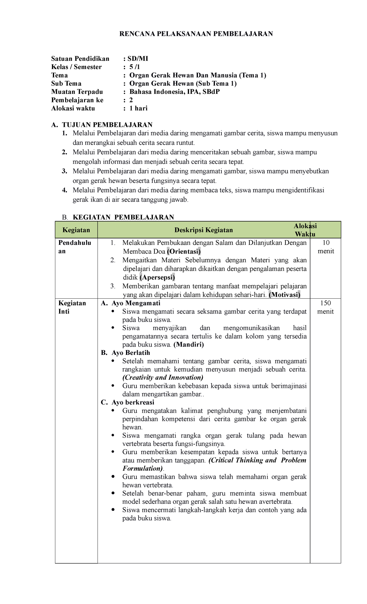 Pembelajaran 2 - Rpp - RENCANA PELAKSANAAN PEMBELAJARAN Satuan ...