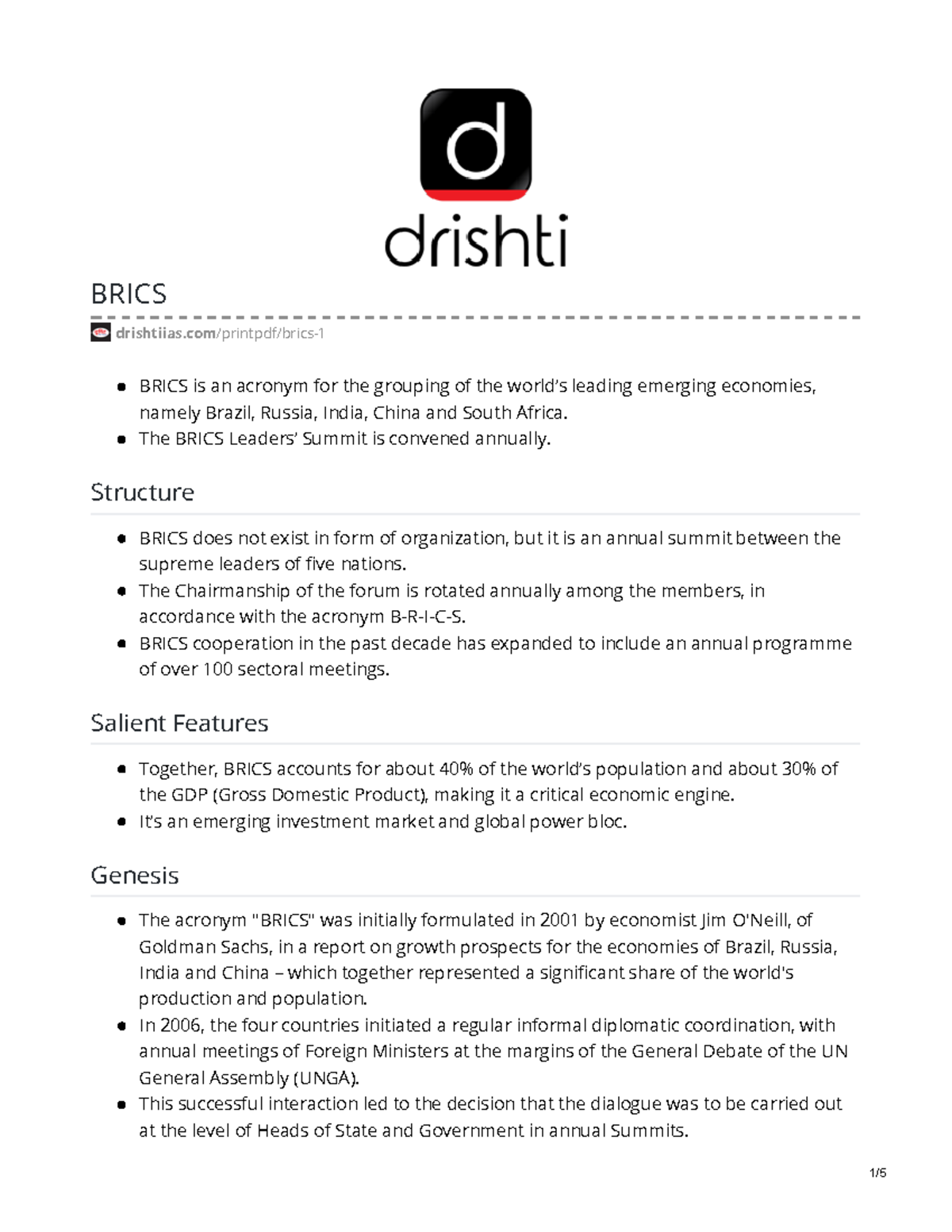 brics countries and institution pdf - BRICS drishtiias/printpdf/brics ...