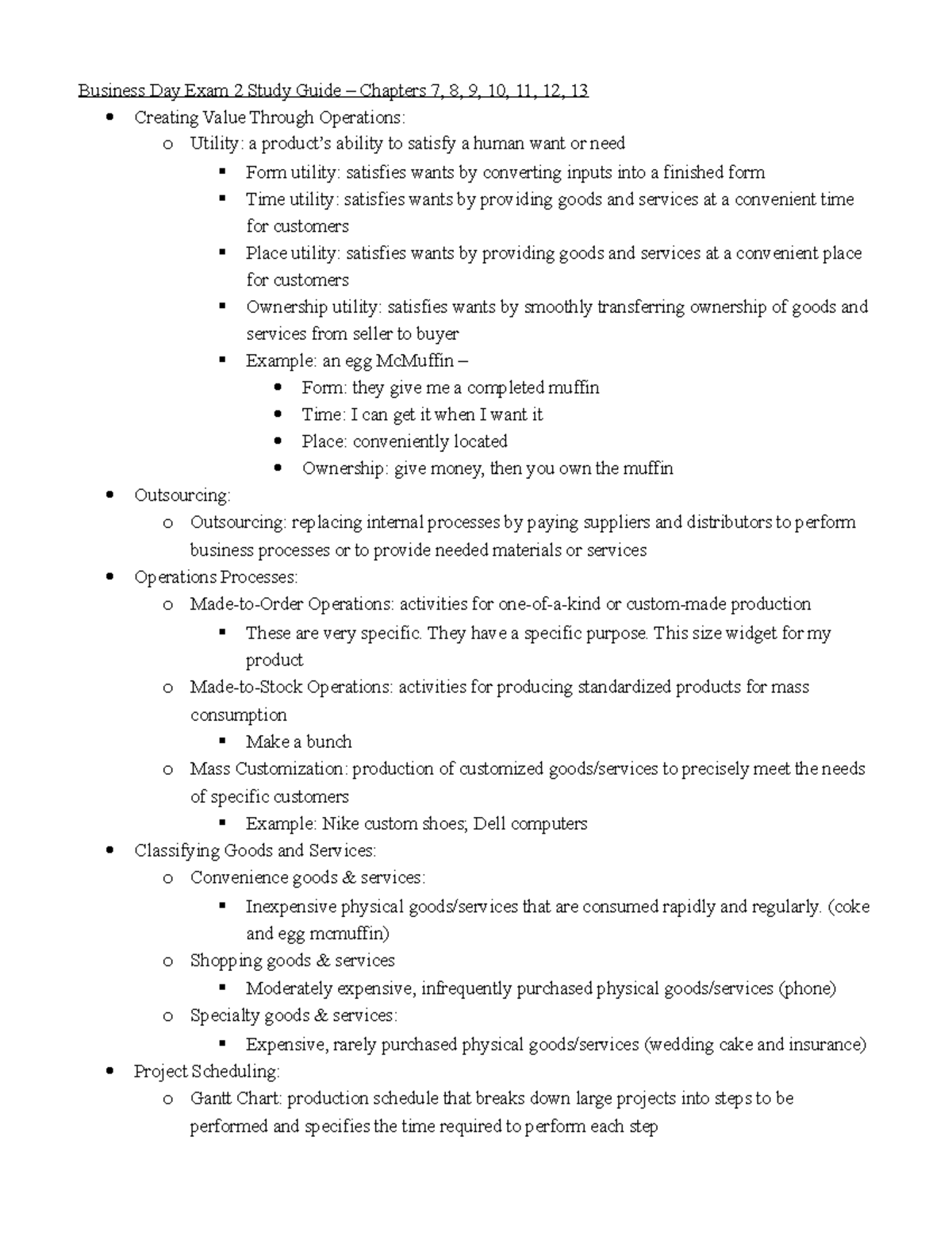 Business Day Exam 2 Study Guide - Studocu