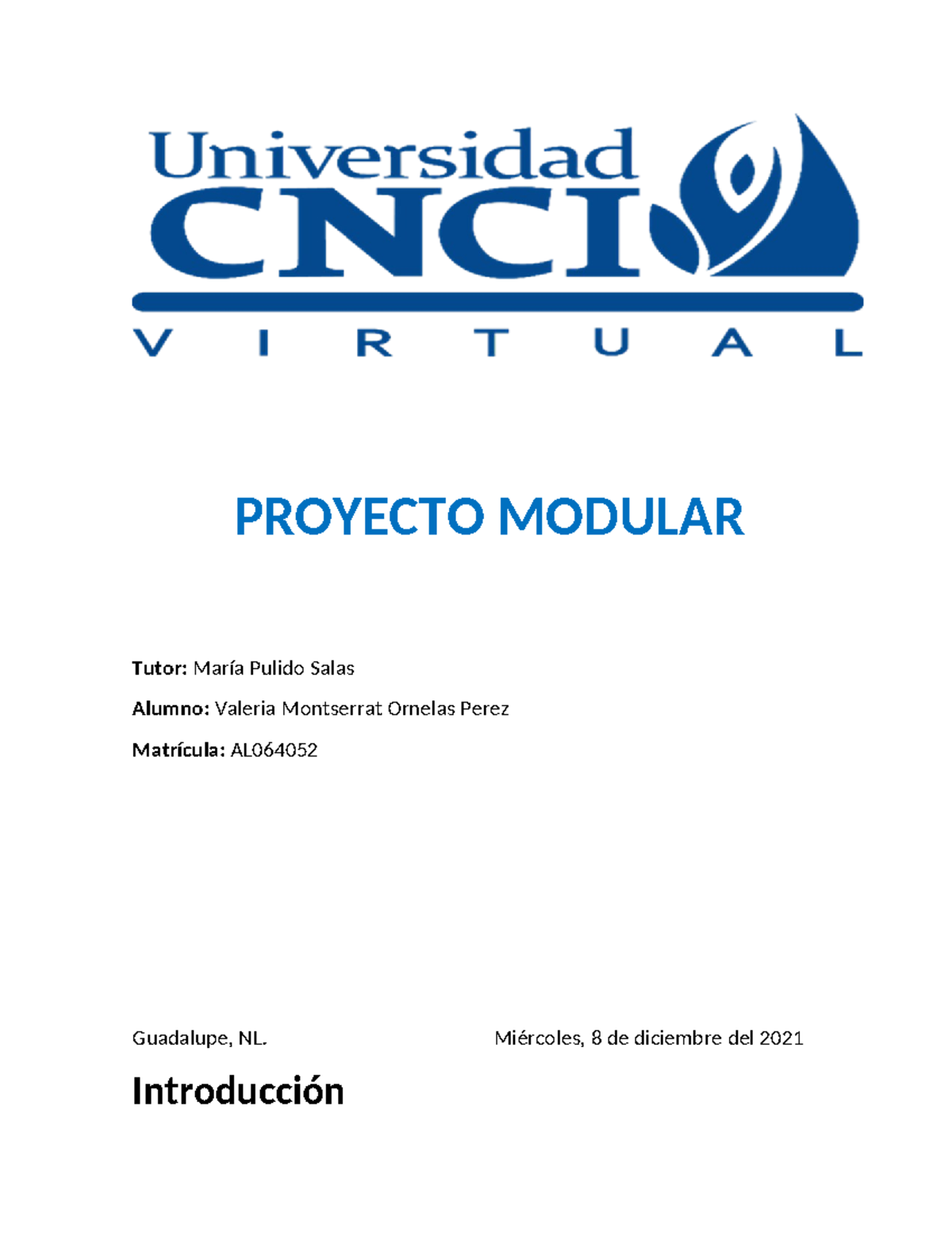 Ingles Proyecto Modular - Proyecto Modular Tutor: María Pulido Salas 