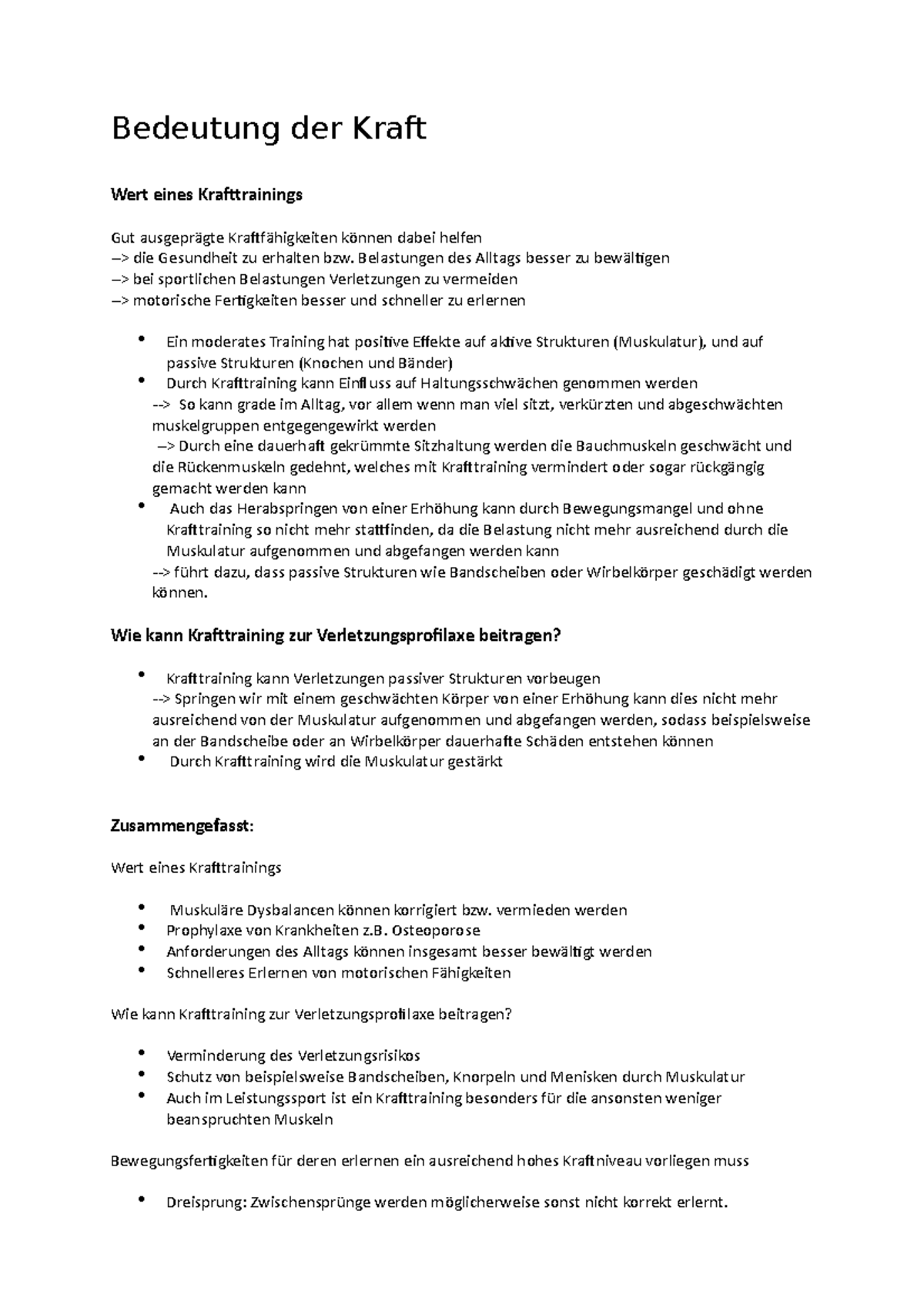 Bedeutung der Kraft - Bedeutung der Kraft Wert eines Krafttrainings Gut ...