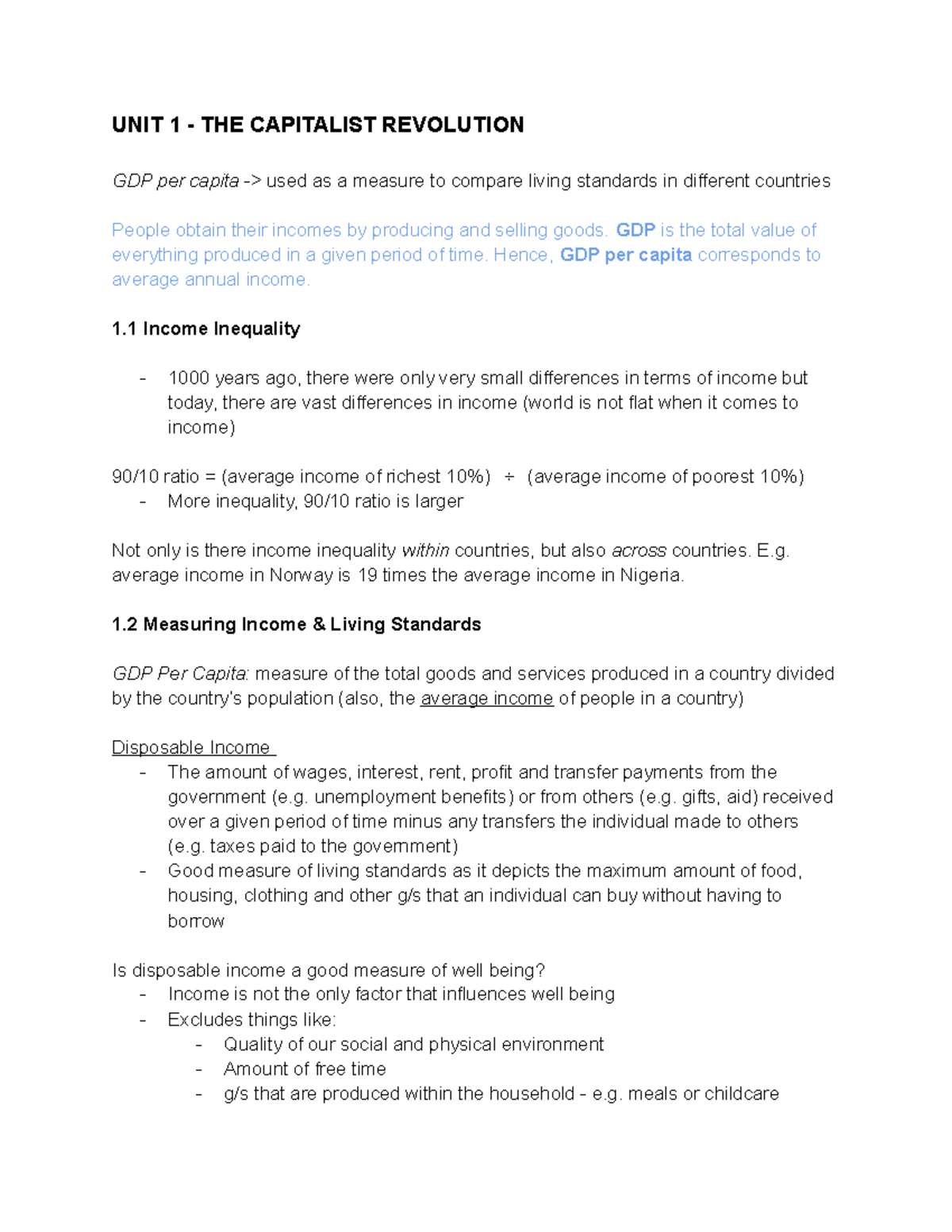 Unit 1 - the capitalist revolution - UNIT 1 - THE CAPITALIST REVOLUTION ...