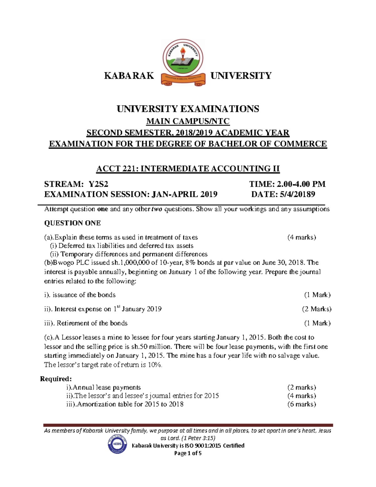 ACCT 221 Intermediate Accounting II Copy Foundation Of Accounting 