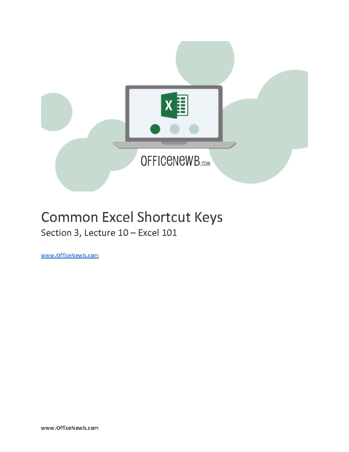 Common Excel Shortcut Keys - Common Excel Shortcut Keys Section 3 ...