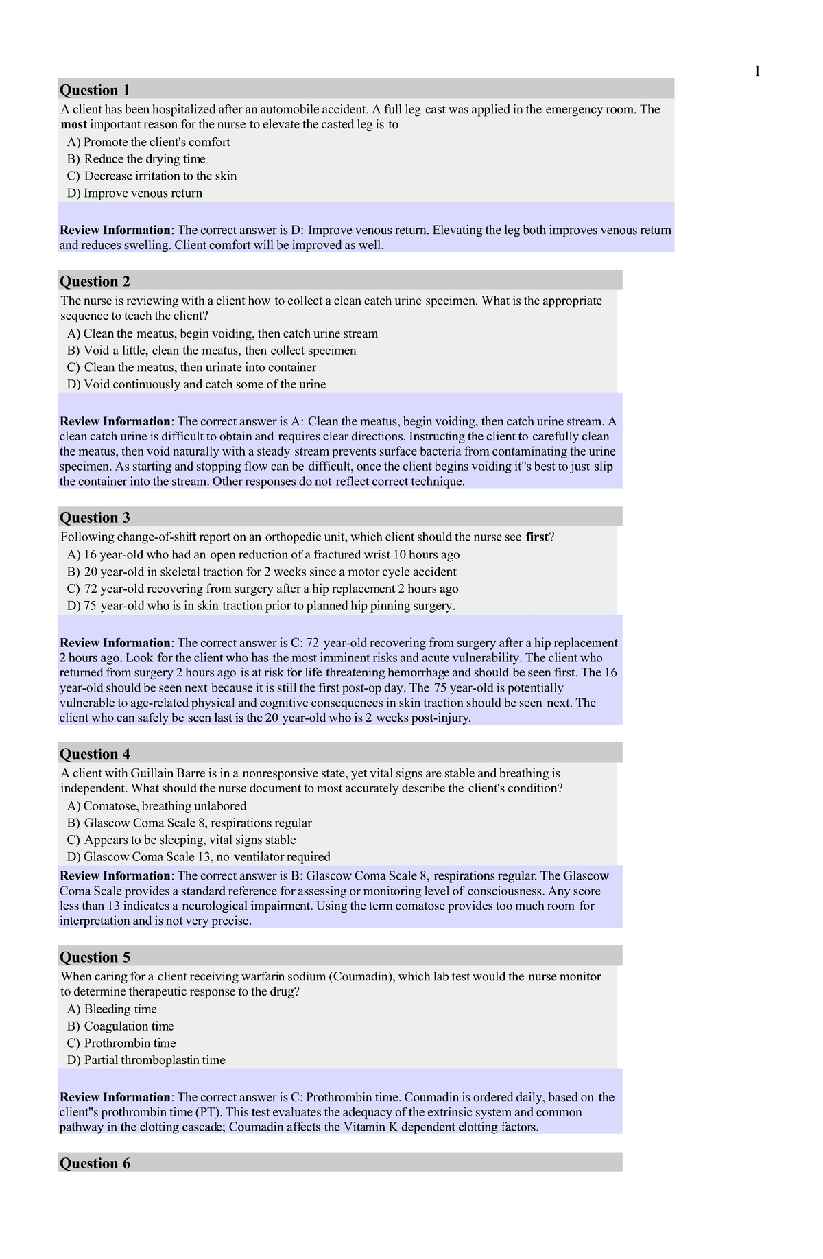 nursing research board exam questions with rationale