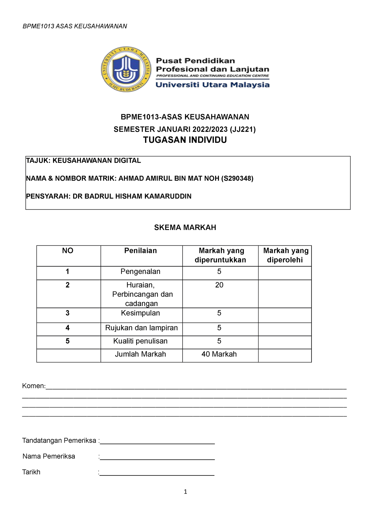 S290348 Keusahawanan Digital - BPME1013-ASAS KEUSAHAWANAN SEMESTER ...