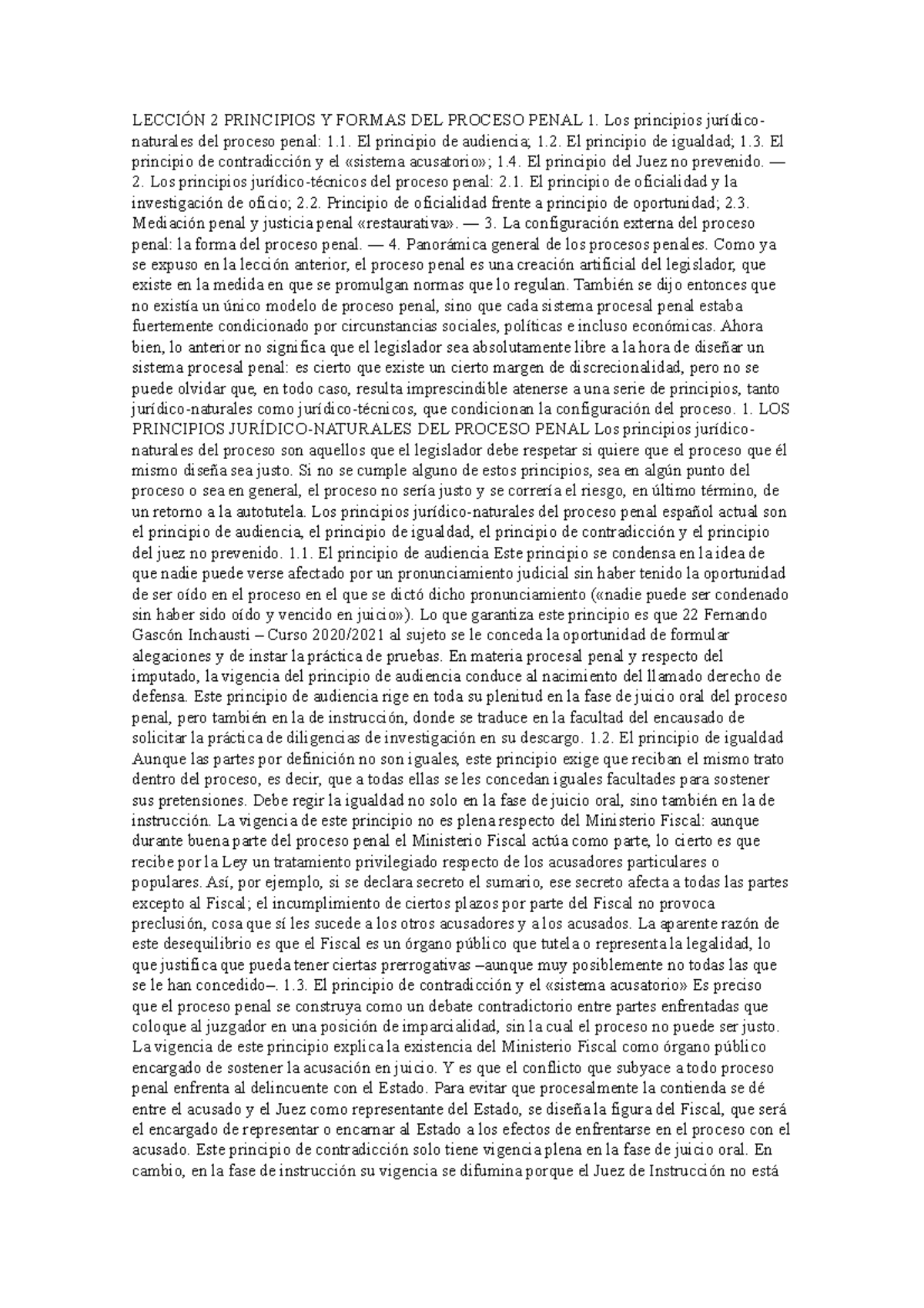 Lección 1 Proceso Penal Y Derecho Procesal Penal - LECCIÓN 2 PRINCIPIOS ...