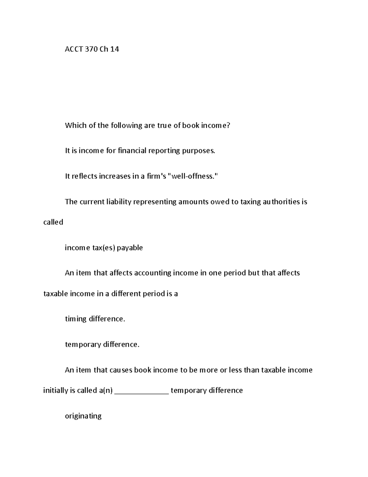 ACCT 370 Ch 14 - Study material for chapter 14 smartbook - ACCT 370 Ch ...