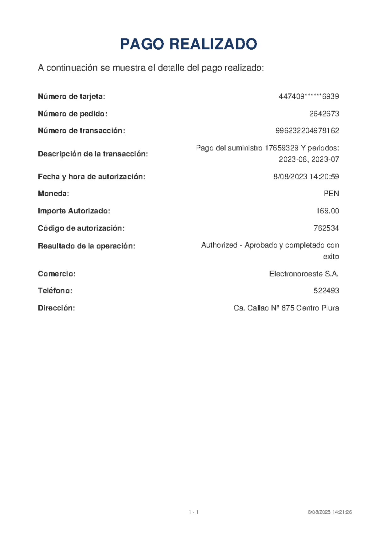 Voucher-2642673 - Pagos - PAGO REALIZADO A continuación se muestra el