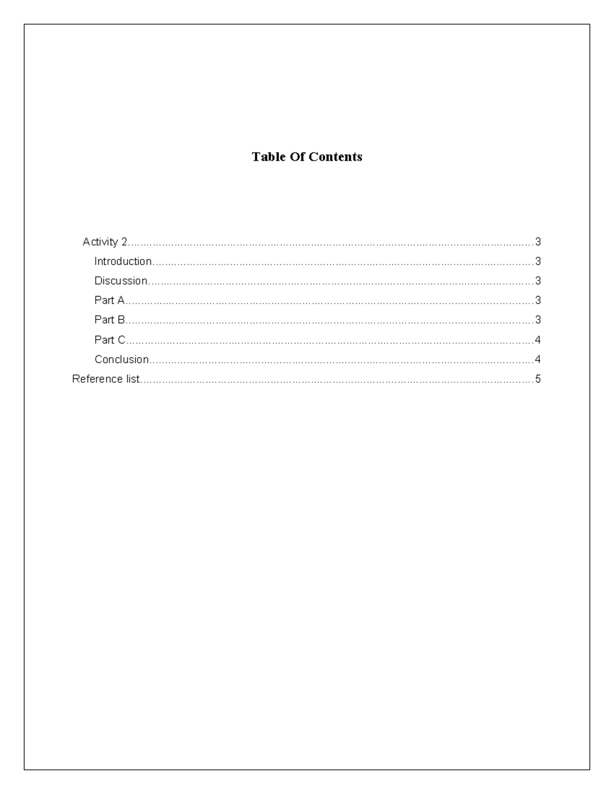 Activity 2 - Task 1 - Table Of Contents Activity - Studocu