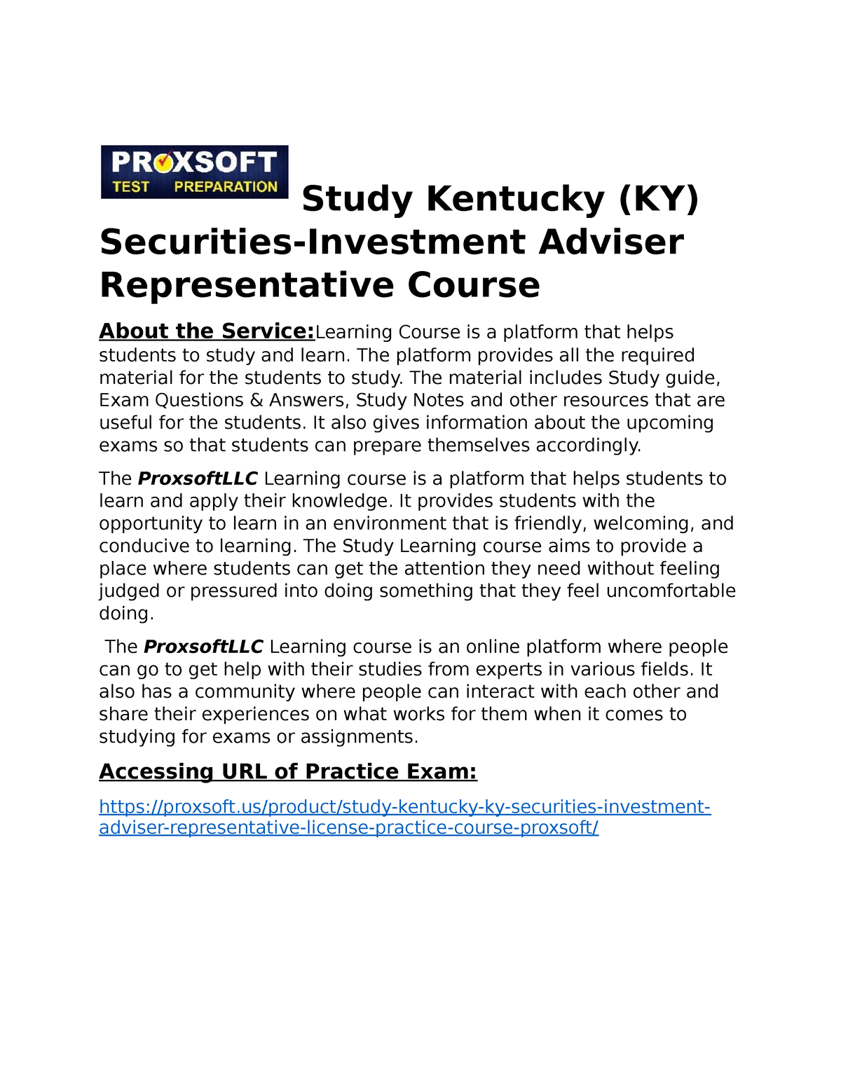 Study Kentucky (KY) Securities Investment Adviser Representative Course