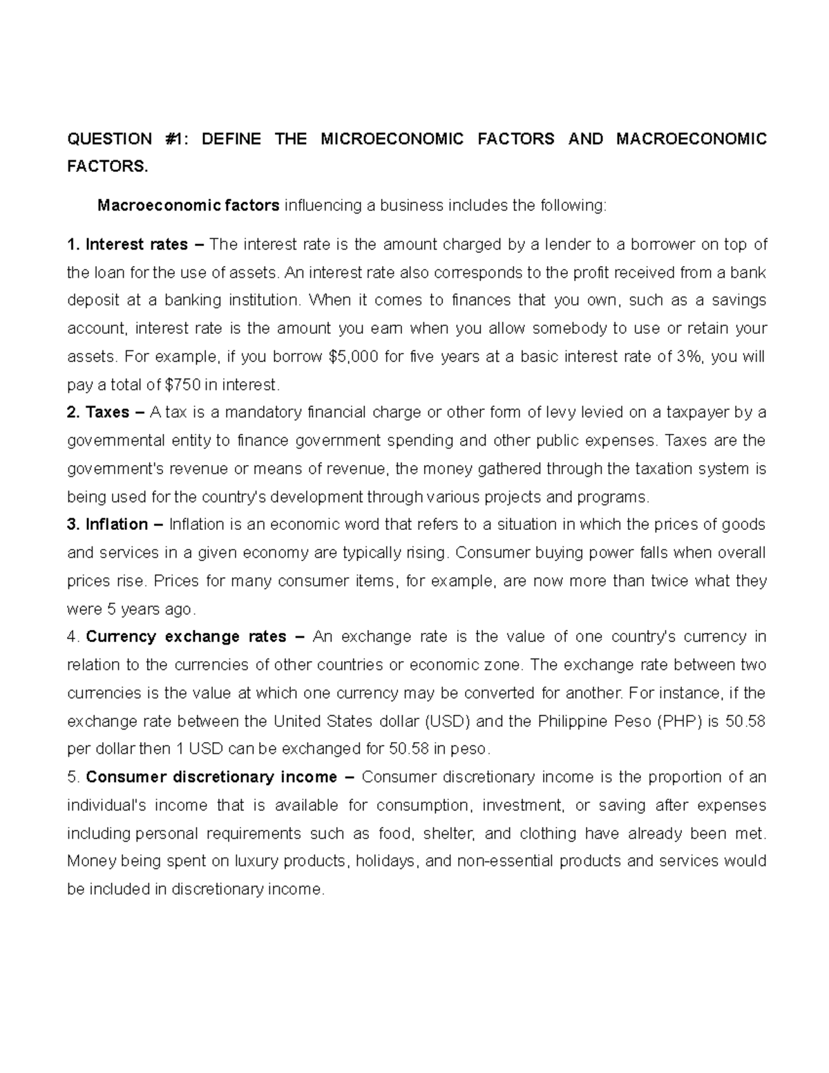 Macro AND Micro Economic Factors OF A Business - Business ...