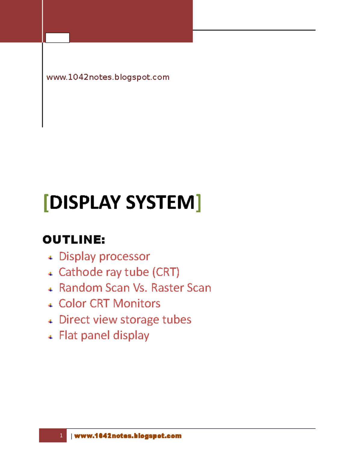 #1 Grafic Display System - [DISPLAY SYSTEM] OUTLINE: Display processor ...