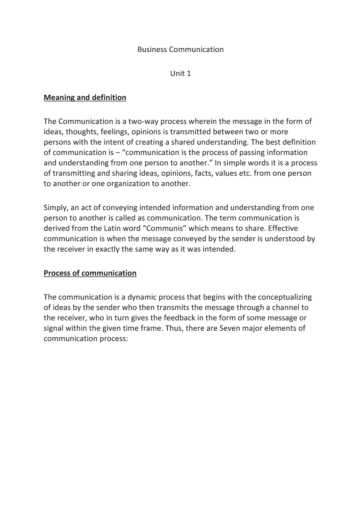 Business Communication Unit 1 Notes - Business Communication Unit 1 ...