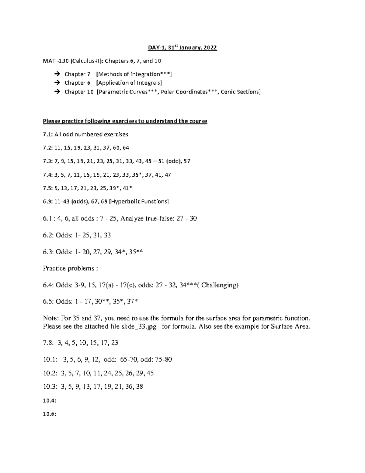 MAT-130 DAY-1 - Math Is Fun - DAY-1, 31 St January, 2022 MAT -130 ...