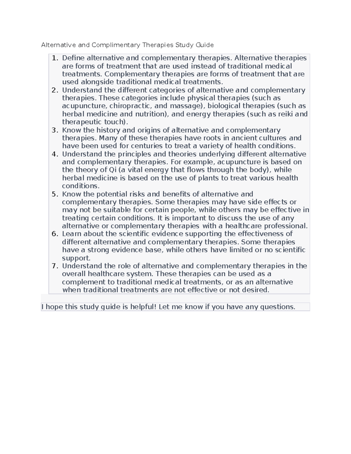 Anc1 - notes - Alternative and Complimentary Therapies Study Guide ...