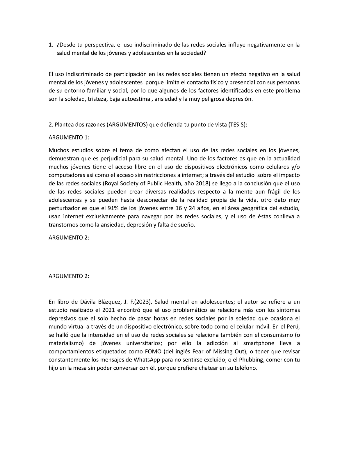 Trabajo-01 - Comparación social y baja autoestima: Las redes sociales ...