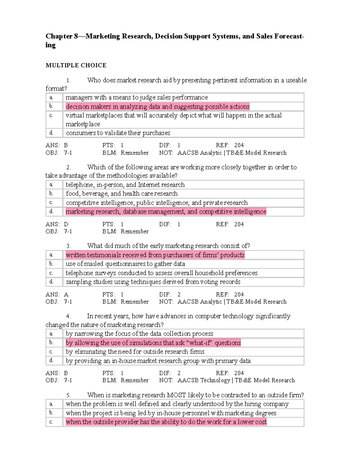 marketing research chapter 8 answers