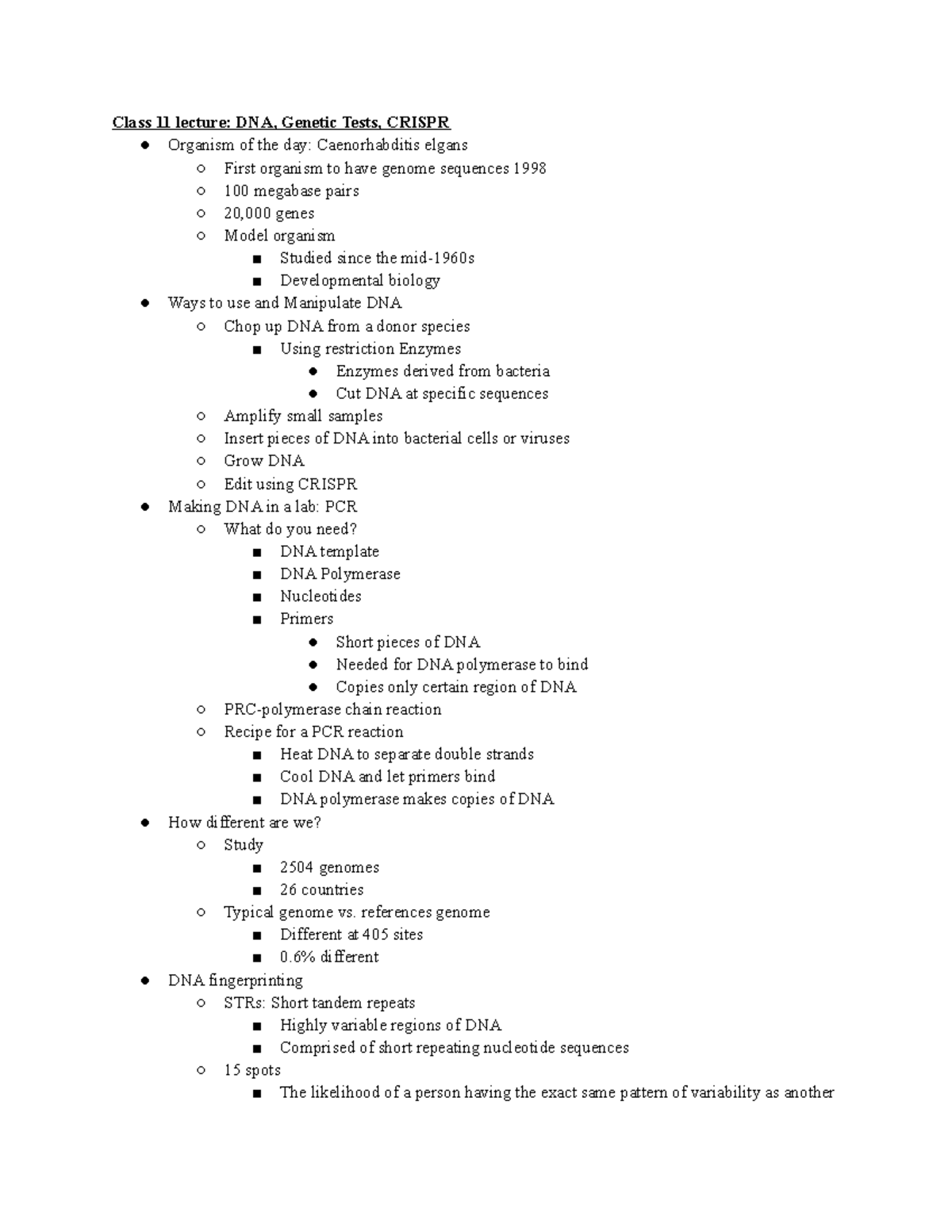 Test Making DNA in a lab CRISPR Fingerprinting Class 11