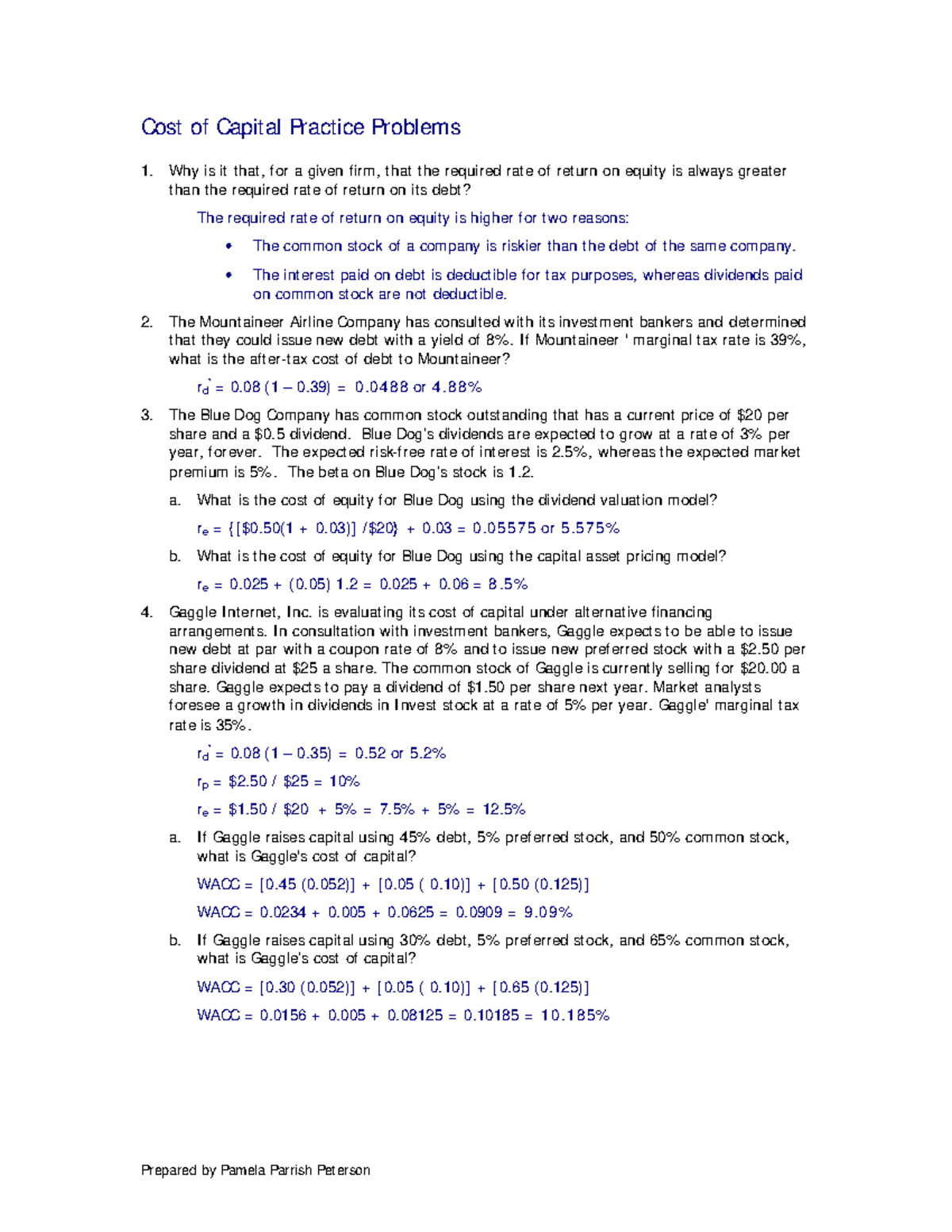 1.2- WACC - Cost of Capital Problems - Cost of Capital Practice ...