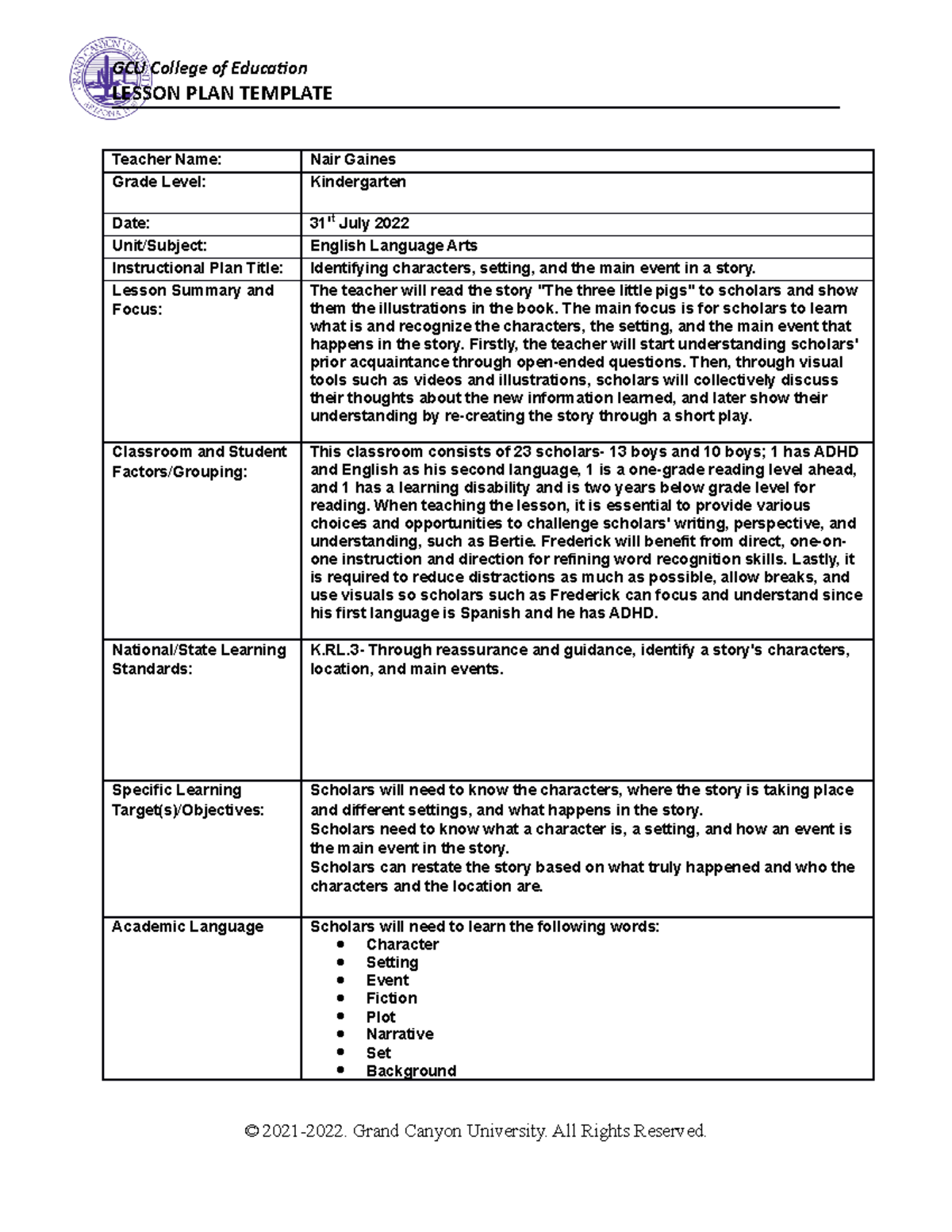 Topic 6- Standards-Based Lesson Planning - LESSON PLAN TEMPLATE Teacher ...