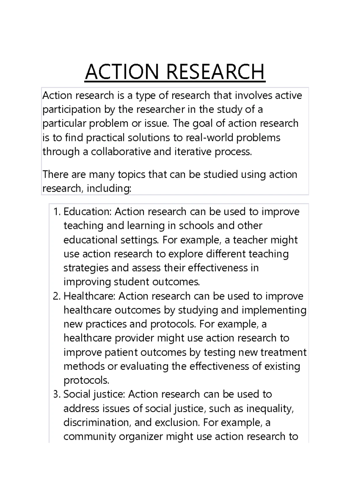 Action Research - ACTION RESEARCH Action research is a type of research ...