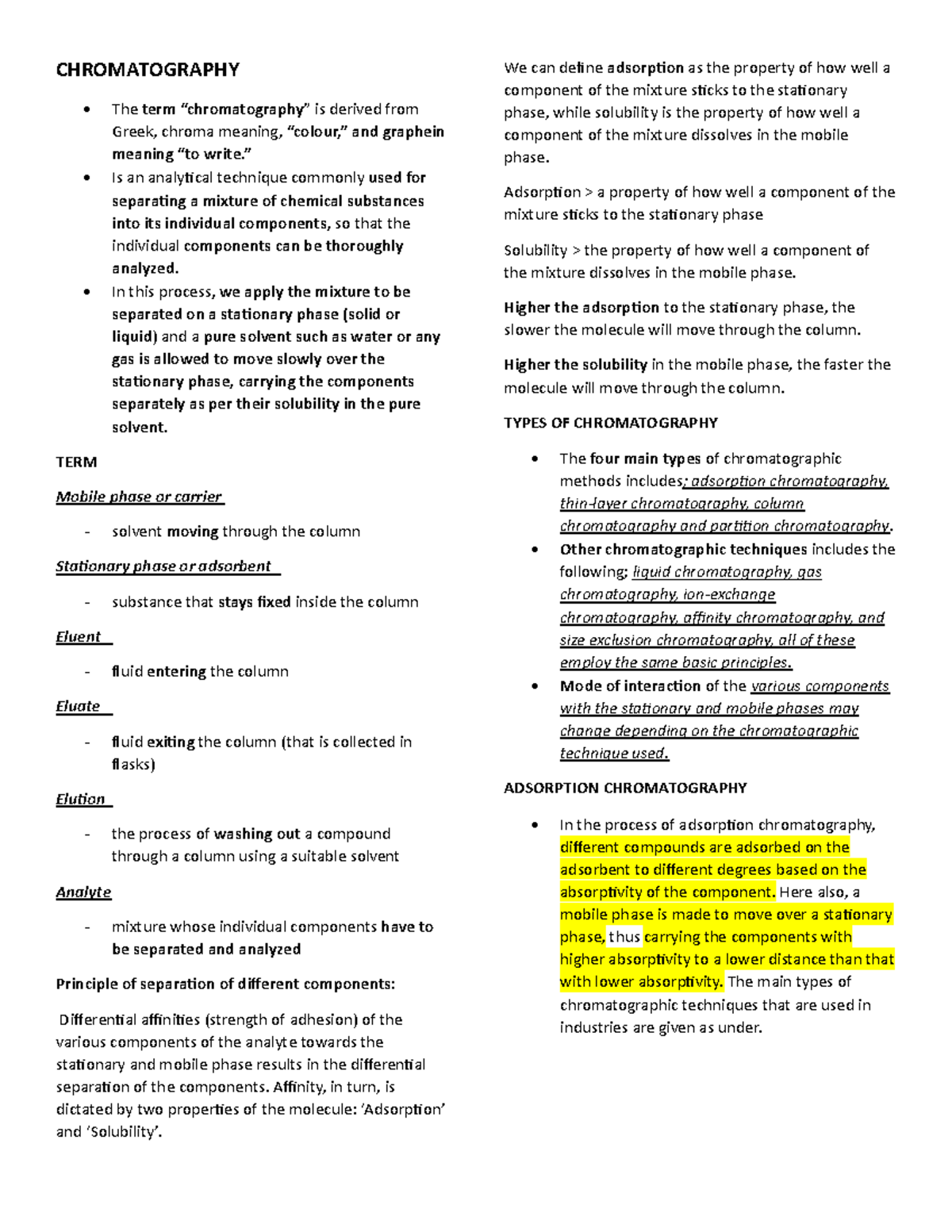 Anachemfinals CHROMATOGRAPHY The term “chromatography” is derived
