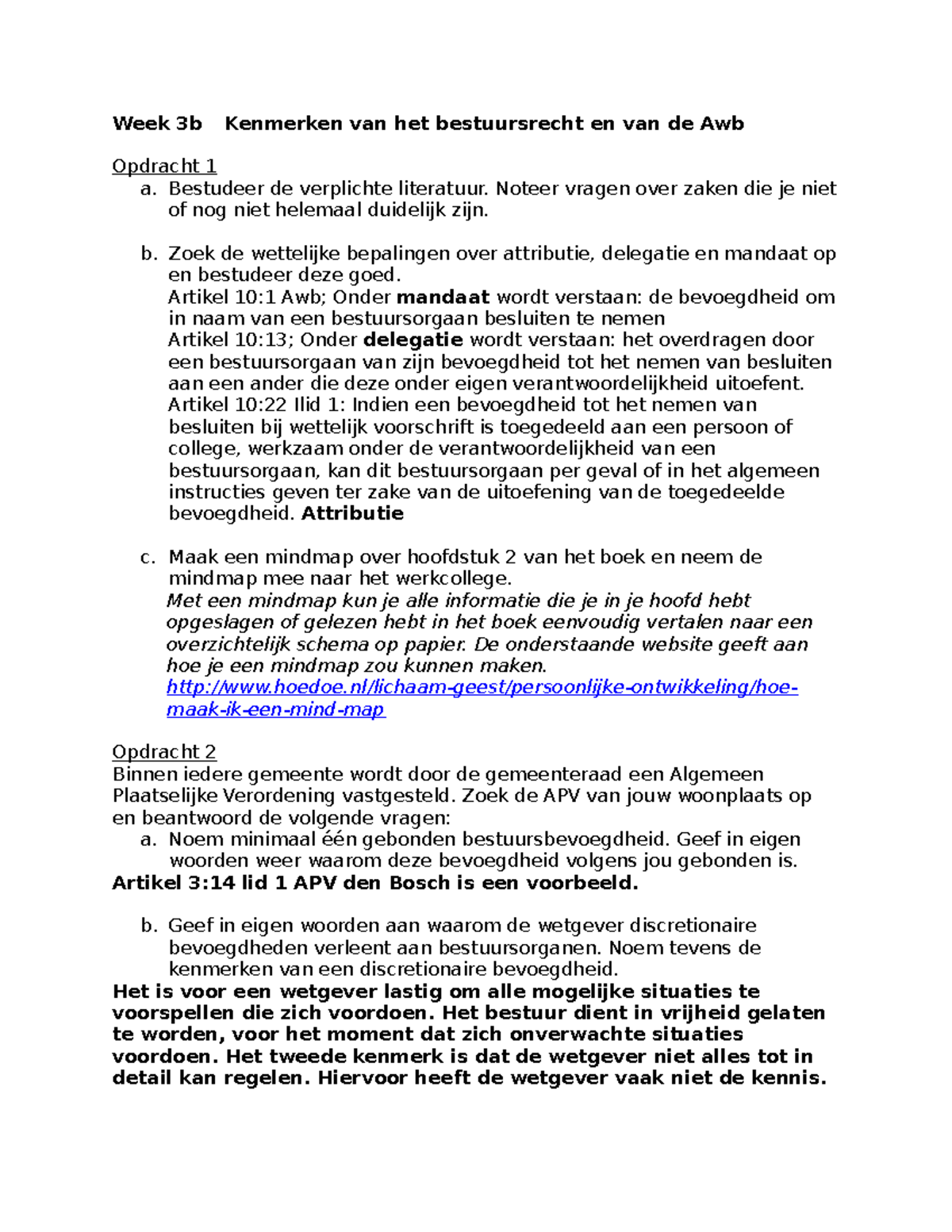 Huiswerk 3b - Opdrachten - Bestuursrecht, Internationaal Publiekrecht ...