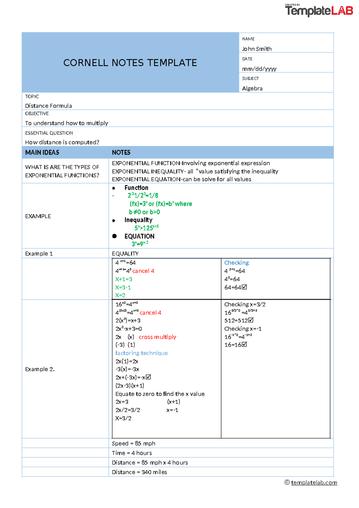 Cornell Notes Template 3 Template Lab - CORNELL NOTES TEMPLATE NAME ...