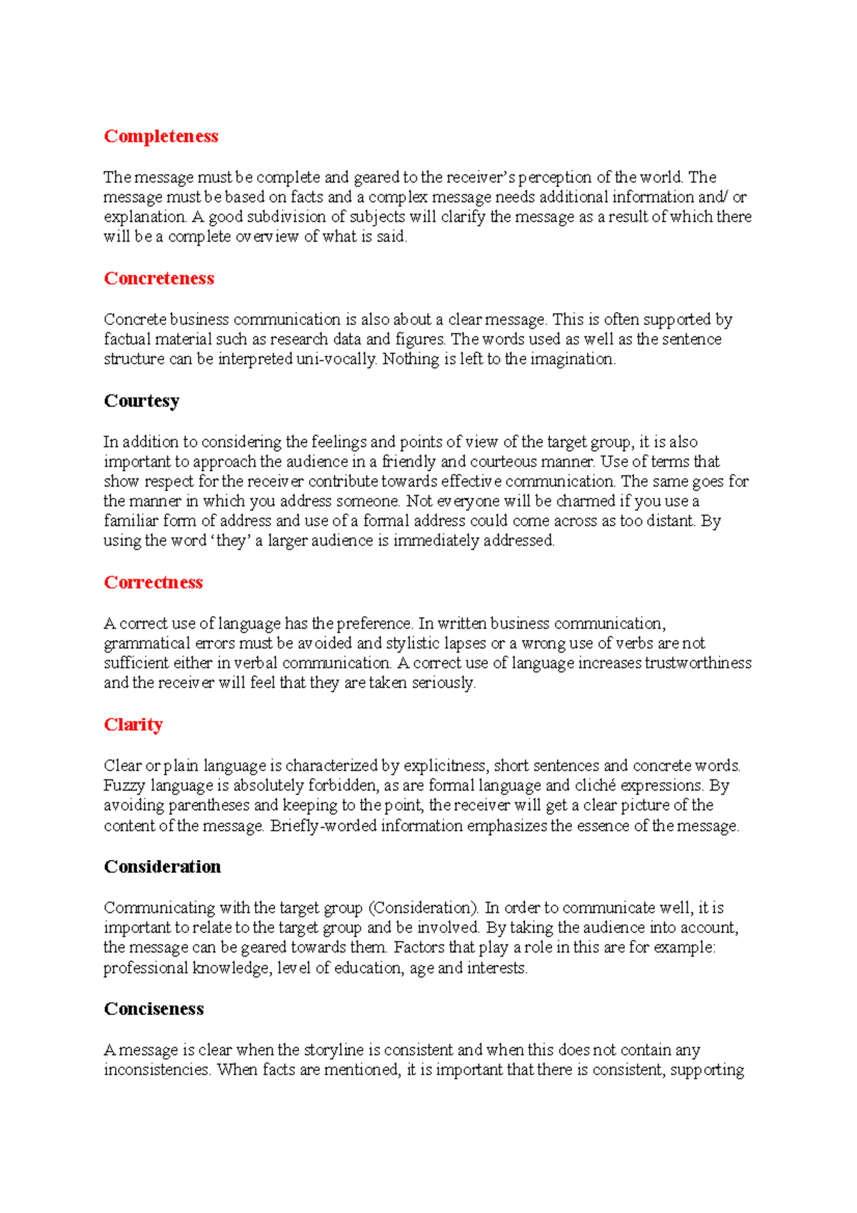 4. 7 cs of communication - Completeness The message must be complete ...