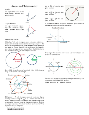 Week 2 Lab Trig - Precal problems about angles and radians ...